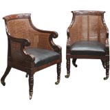 Antique Pair of Regency carved mahogany begere armchairs