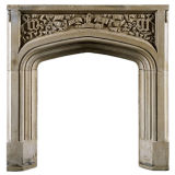 Antique 19th Century Carved Portland Stone Gothic Revival Mantel