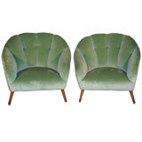 A Pair of James Mont Style 1940s Barrel Back Club Chairs