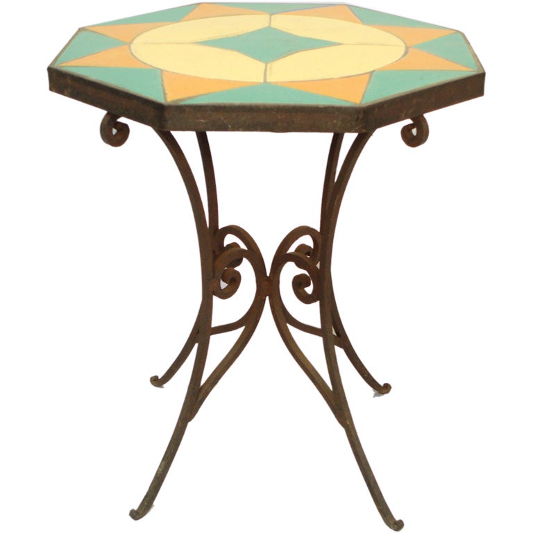 A Catalina Tile Wrought Iron Table