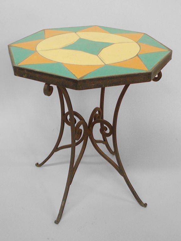 American A Catalina Tile Wrought Iron Table
