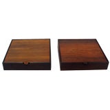 Vintage A Pair of Pair Hinged, Dovetailed Rosewood Accessory Boxes