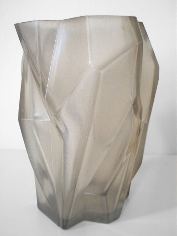 A Geometric Cubist Ruba Rhombic Form Glass Vase