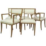 Eight Wood & Leather Dining Chairs by Harvey Prober