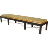 A Long Brass  Wood Silk Bench