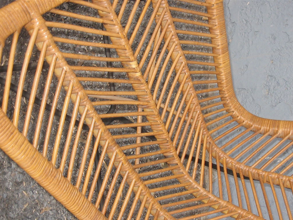 American Matched pair of Bamboo Reed Wicker armless lounge height chairs