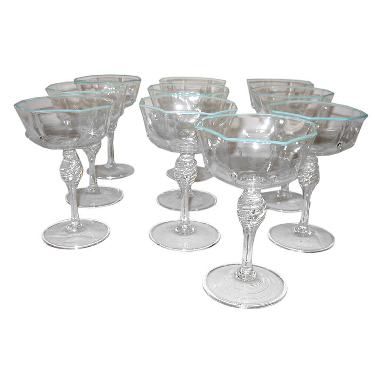 10 piece Vintage Venetian Stemware Wine or Champagne Glasses