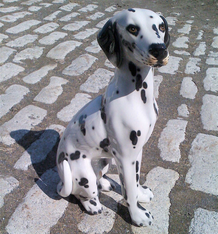 A Porcelain Dog Decorative Dalmatian Probably Italian, unsigned.<br />
See Larger Mate also listed.