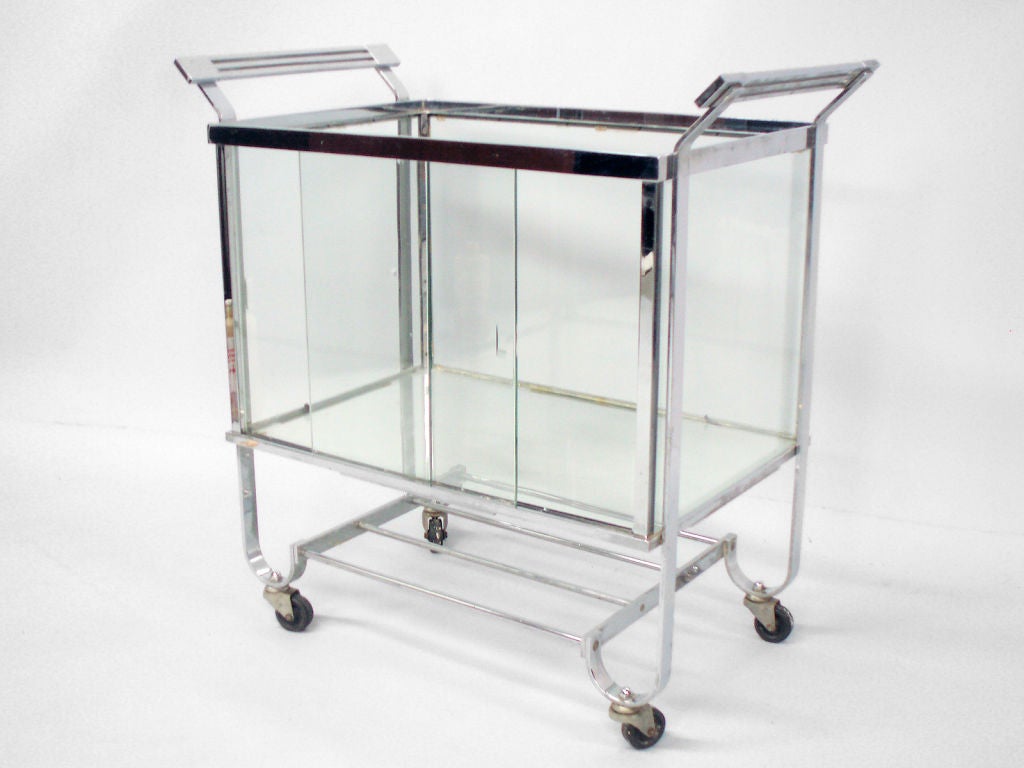 A Machine Age Chrome/Glass Bar Cart