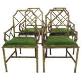 Set of 4 Italian Brass Bamboo Armchairs