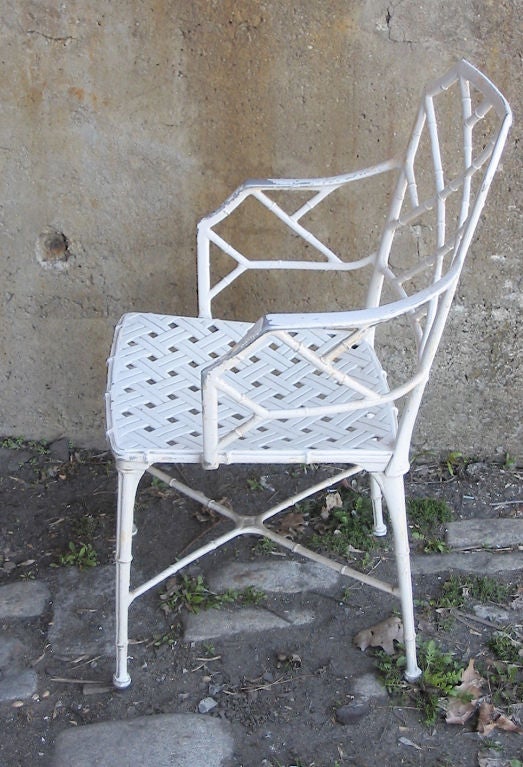 American Pair Brown Jordan Faux Bamboo Cast Aluminum Arm Chairs