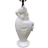 Vintage 1950s Italian Carved Alabaster "Knight" Horse Form Lamp
