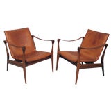 Pair of Hansen Leather and Ash Arm Chairs