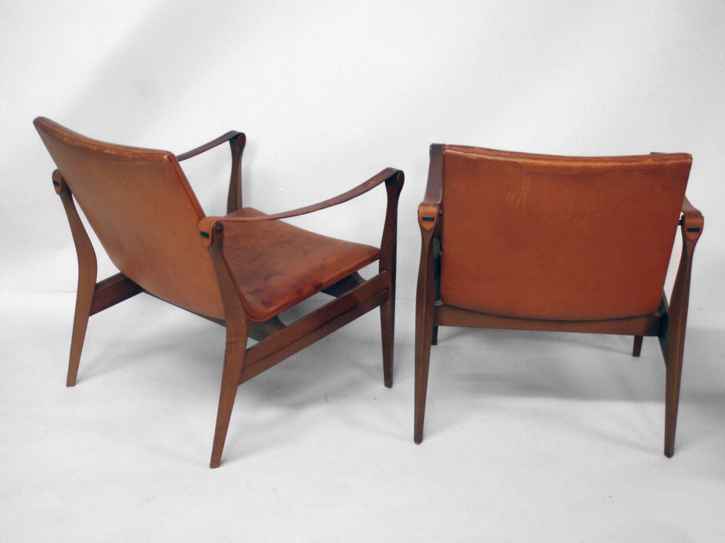 Pair of Hansen Leather and Ash Arm Chairs
