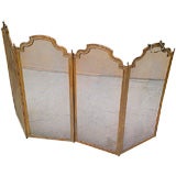 A French Style Folding Fire Screen Brass Painted Steel