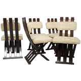 Set of Six Slatback Campaign Style Chairs by Harvey Probber
