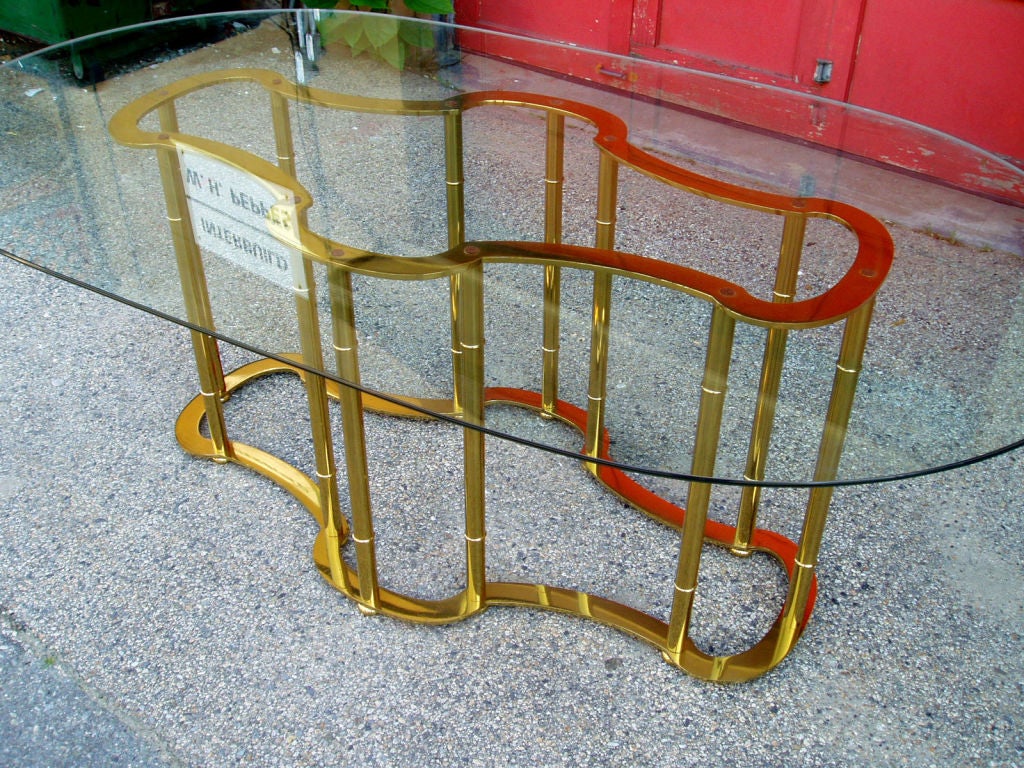 A Vintage Oval Brass Dining Table by Mastercraft