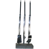 Alessandro Albrizzi Chrome and Stone Fireplace Tool Set
