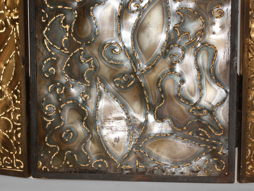 A Paul Evans Style Folding Fire Screen / Spark Guard