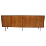 A Laminate Top Teak Credenza on Chrome Legs by Florence Knoll