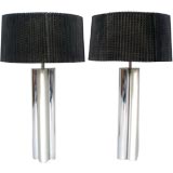Chrome and Brushed Steel Table Lamps by Mutual Sunset Lamp Co.