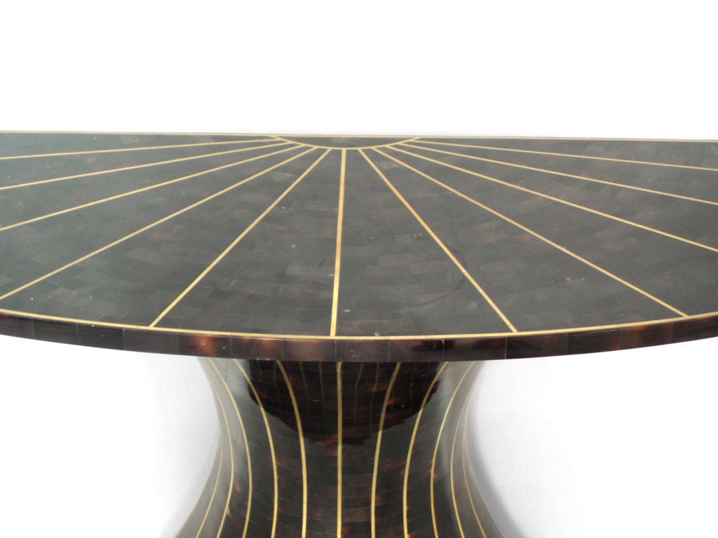 A Tessalated Tortoise Shell Console with Brass Inlay