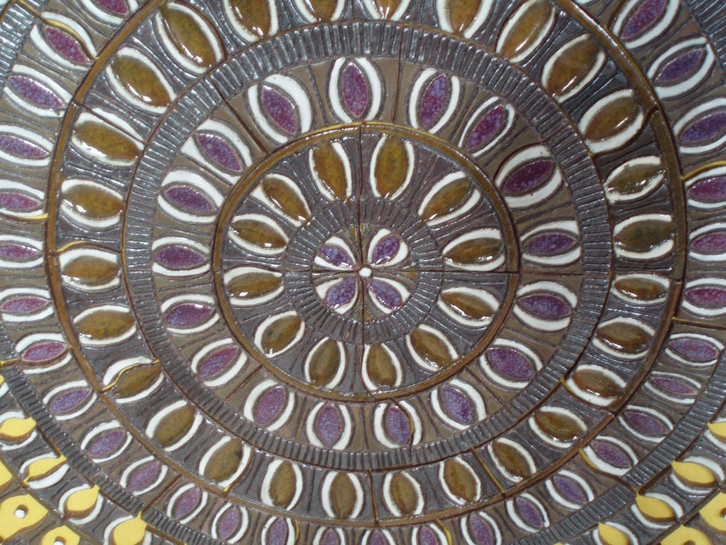 Brightly Colored Tile on Felt by California Artist Raul Coronel