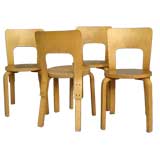 Four Molded Plywood Chairs by Alvar Aalto