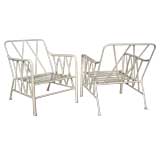 Pair Wrought Iron Lounge Chairs in the Style of Dorothy Draper