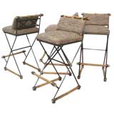 Four Wrought Iron, Maple Bar Stools
