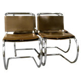 A Set of 4 Knoll Chrome & Leather MR Chairs by Mies Van der Rohe