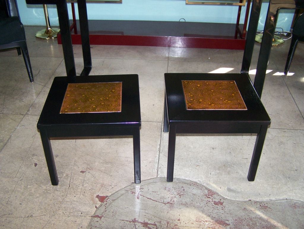 Mid-Century Modern Pair of Black Lacquer Side Tables by Brown and Saltman For Sale