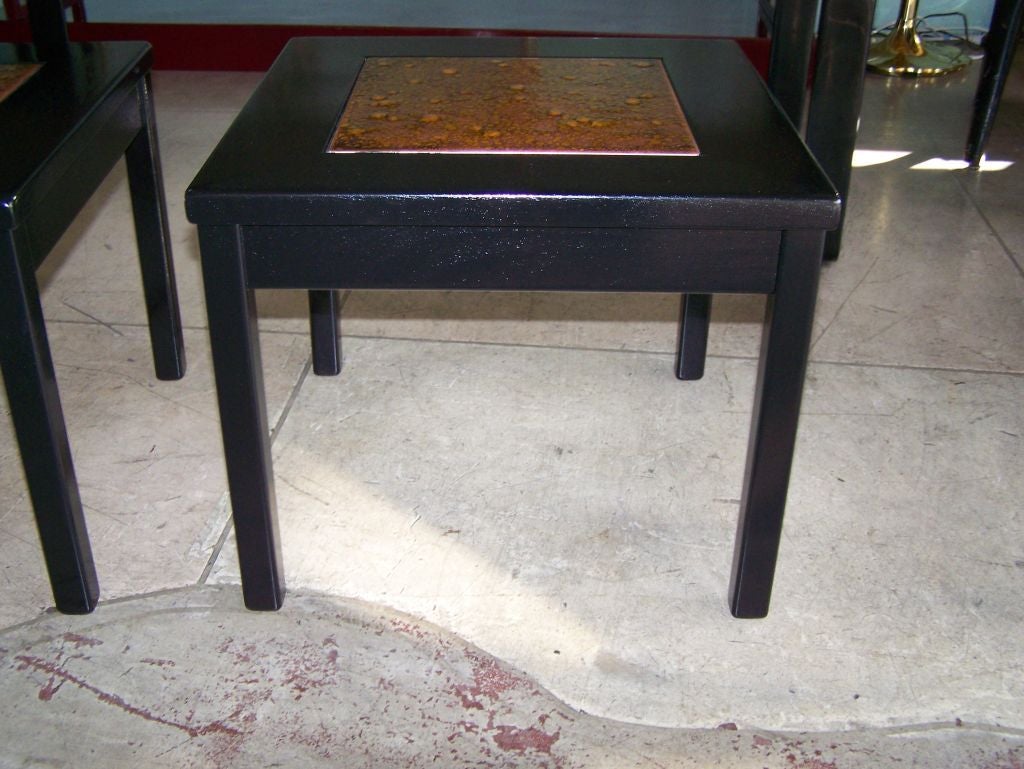 American Pair of Black Lacquer Side Tables by Brown and Saltman For Sale