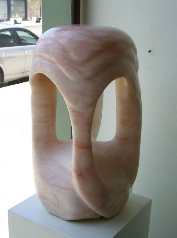 Mid-Century Modern Sculptural Single Pink Alabaster Lamp
