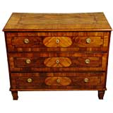 GERMAN NEOCLASSIC PERIOD INLAID WALNUT CHEST OF THREE DRAWERS