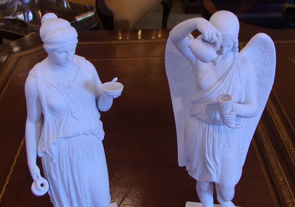 PAIR OF ROYAL COPENHAGEN NEOCLASSIC PORCELAIN BISCUIT FIGURES