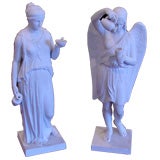 PAIR OF ROYAL COPENHAGEN NEOCLASSIC PORCELAIN BISCUIT FIGURES