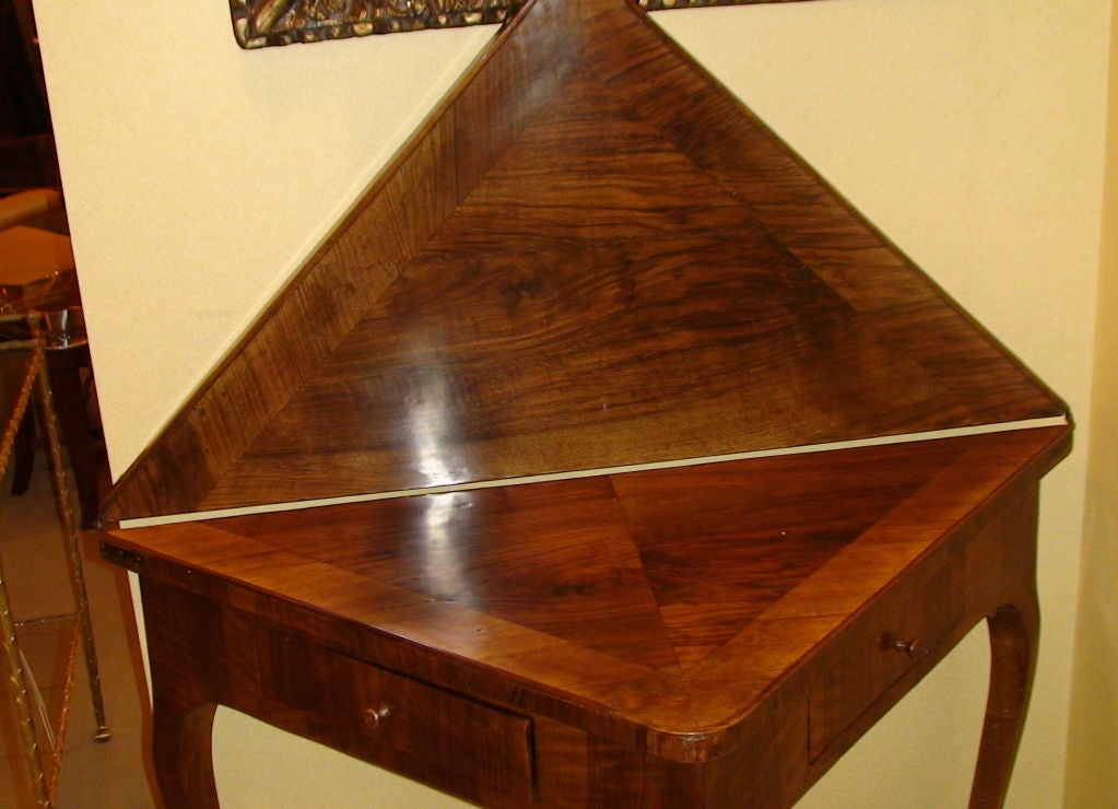 Italian Walnut Gateleg Flip Top Table For Sale 6