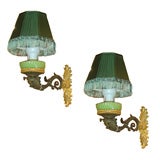 Pair of Victorian Patinated & Gilt Bronze Sconces