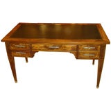 FRENCH EMPIRE STYLE INLAID MAHOGANY DESK WITH  LEATHER TOP