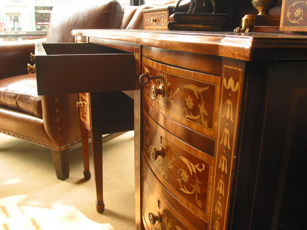 Edwardian Period Marquetry Inlaid Mahogany Desk For Sale 4
