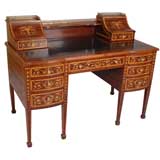 Vintage Edwardian Period Marquetry Inlaid Mahogany Desk