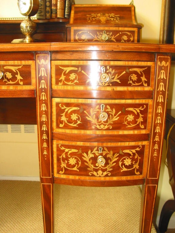 Edwardian Period Marquetry Inlaid Mahogany Desk For Sale 1