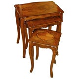 Antique An exquisite Italian Walnut Inlaid Nest of Tables