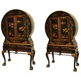 PAIR OF VICTORIAN BLACK CHINOISERIE CABINETS