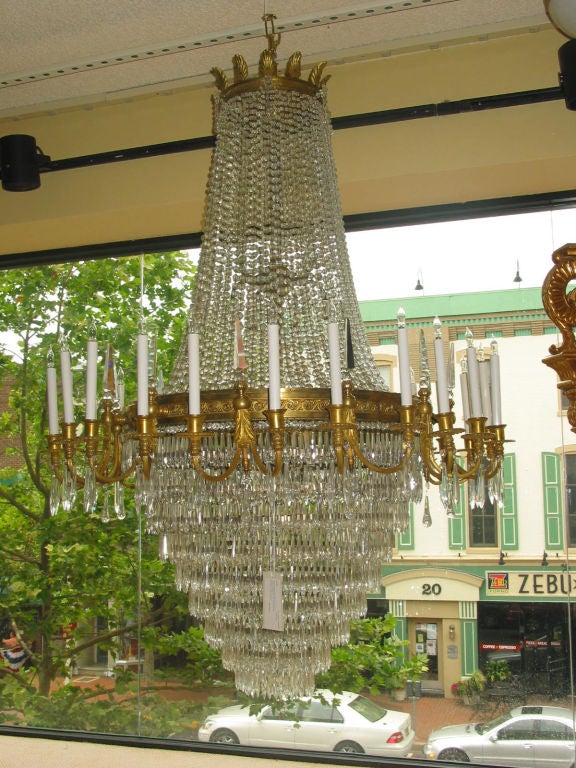 FRENCH BRONZE AND CRYSTAL 24 ARM CHANDELIER