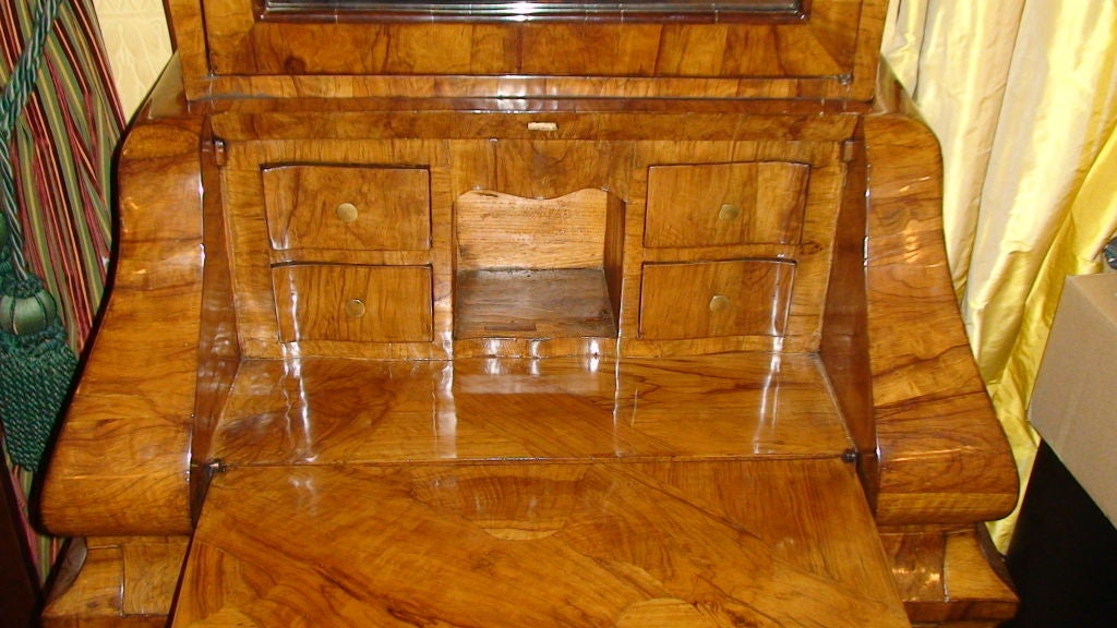 VENETIAN BOMBE SHAPED BURL OLIVE WOOD SECRETARY