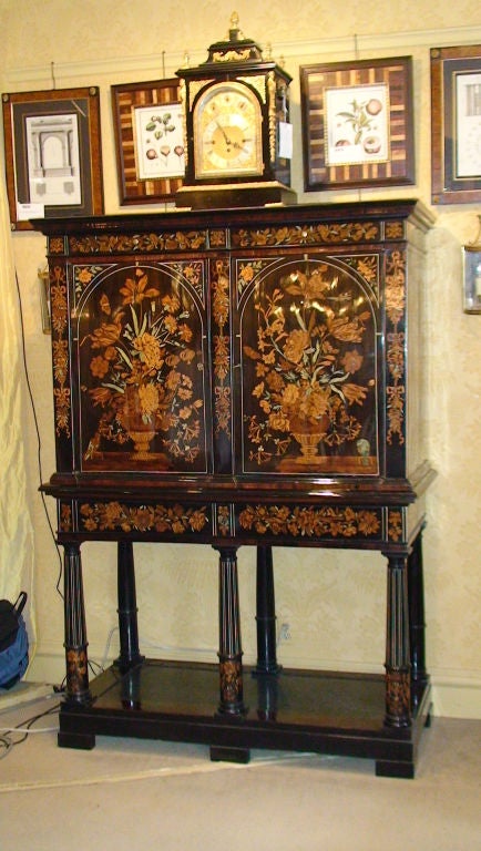 EXCEPTIONAL DUTCH MARQUETRY CABINET ON STAND 4