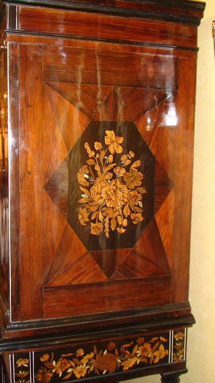 Granite EXCEPTIONAL DUTCH MARQUETRY CABINET ON STAND