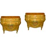 Matched Pair of Venetian Painted Commodes